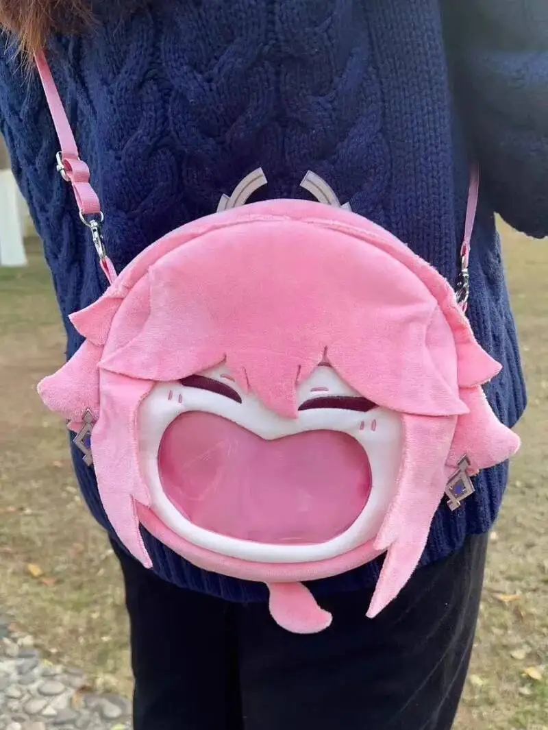 لعبة كوسبلاي ياي ميكو شفافة لطلاب الحرم الجامعي بسحاب كرتوني على ظهره حقيبة كتف