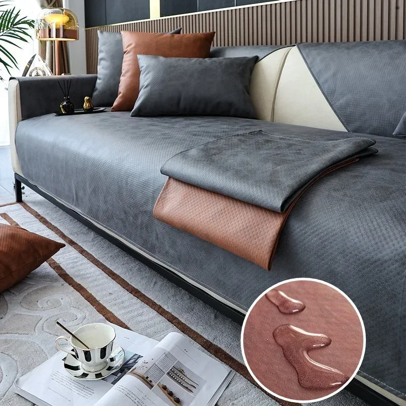 Waterproof Sofa Cover Living Room Pet Dog Kids L Shaped Sofa Mat Non-Slip Combination Anti Cat Scratch Couch Towel Home Decor