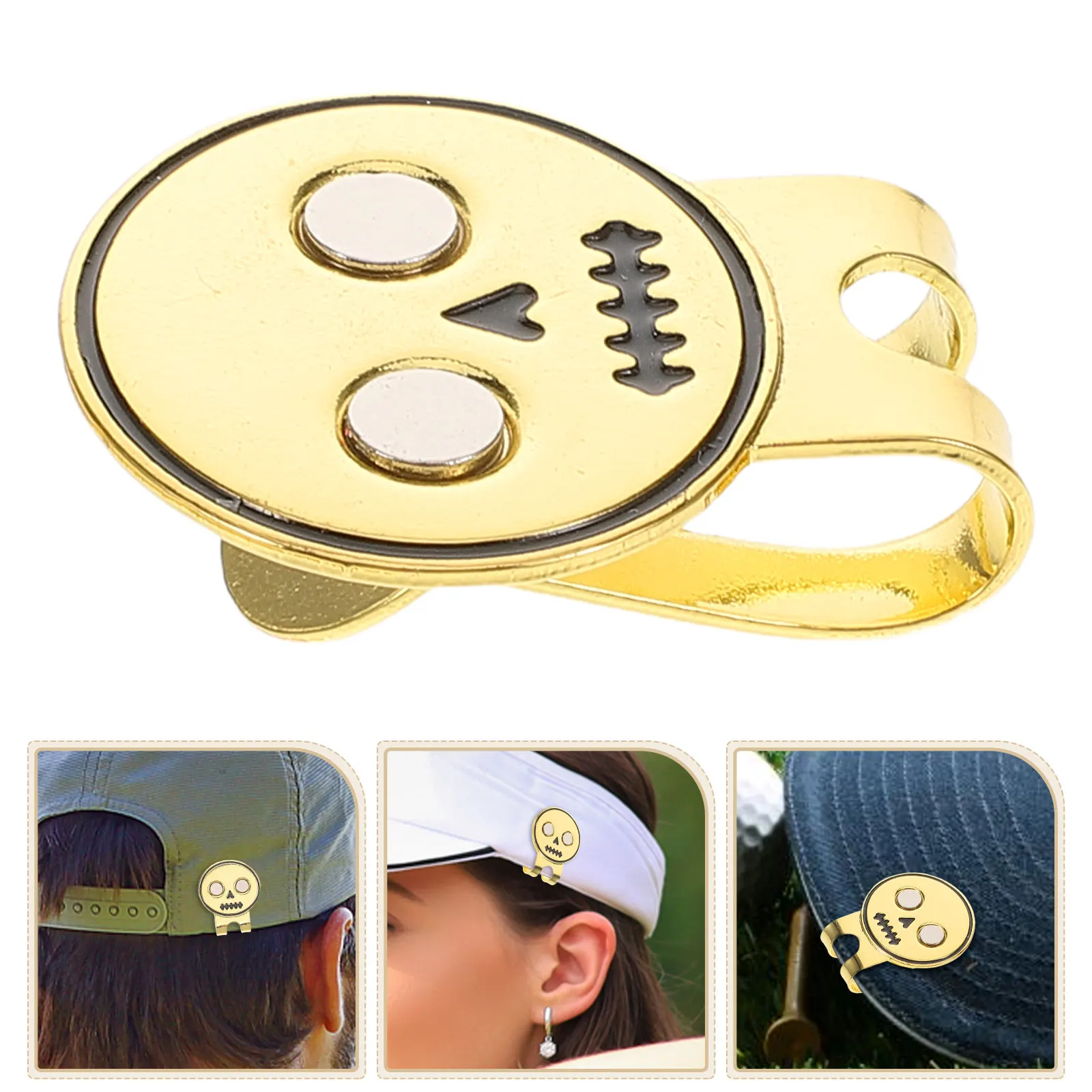 

Golf Skull Hat Clip Gold Metal Ball Marker Golf Cap Clip Professional Training Accessories Aiming Marker Set