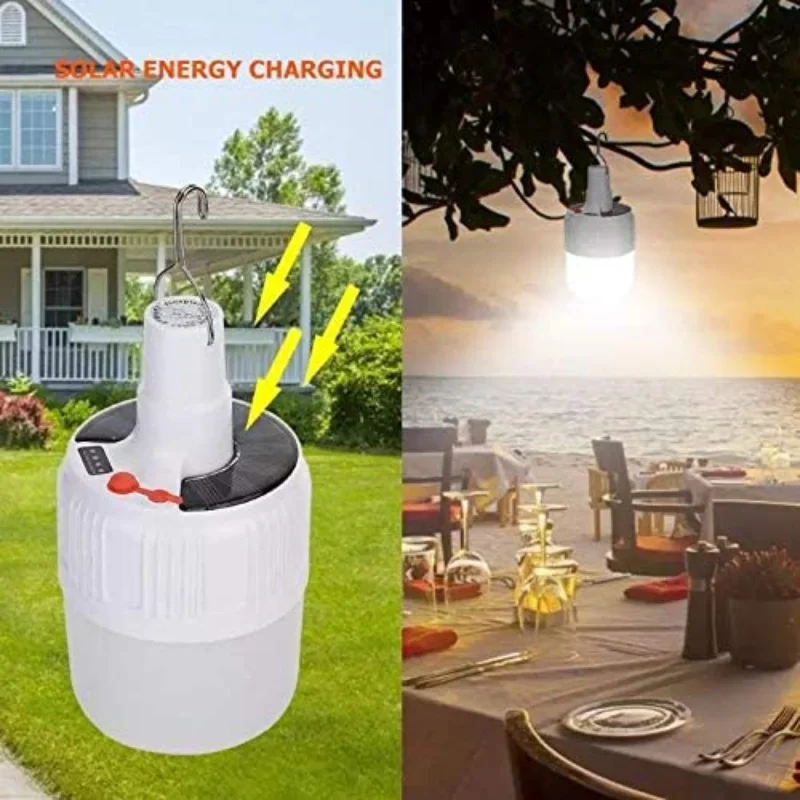 80/100W Portable Lanterns Camping Lamp Rechargeable Emergency Light Outdoor Tente Familiale Camping LED Light Bulb Solar Lamp