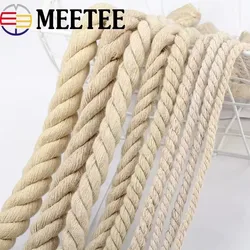 5M 5/6/7/8/10/12/15/18/20mm Twisted Cotton Cord For Bag Decorative High Tenacity 3 Shares Ropes DIY Sewing Textile Accessories
