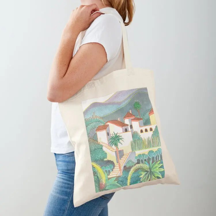 

Garden Villa Hand-drawn watercolor painting Tote Bag women bag Big bag women tote bags cloth bags Shopping bags