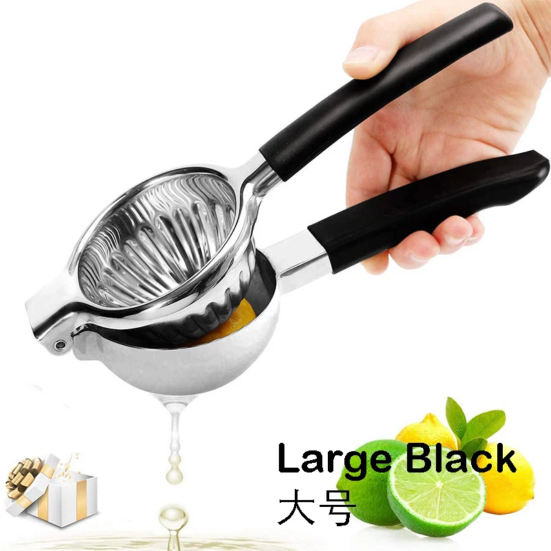Exprimidor Manual De Limones De Acero Inoxidable: Robusto, Apto Para Lavavajillas Y Con Asa Para Colgar (Negro)