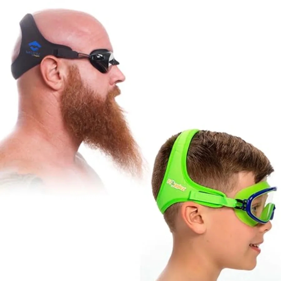 

Frogglez Swim Goggles for Green Masterz for Adults Teens (Black) Bundle - Premium Pain-Free Strap Anti-Fog Mirrored Lenses