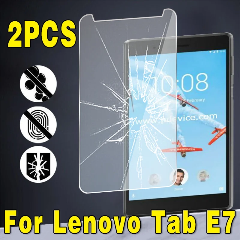 

2Pcs Tempered Glass for Lenovo Tab E7 9H Anti-fingerprint Full Film Tablet Cover Hight Transmittance Lenovo Screen Protector