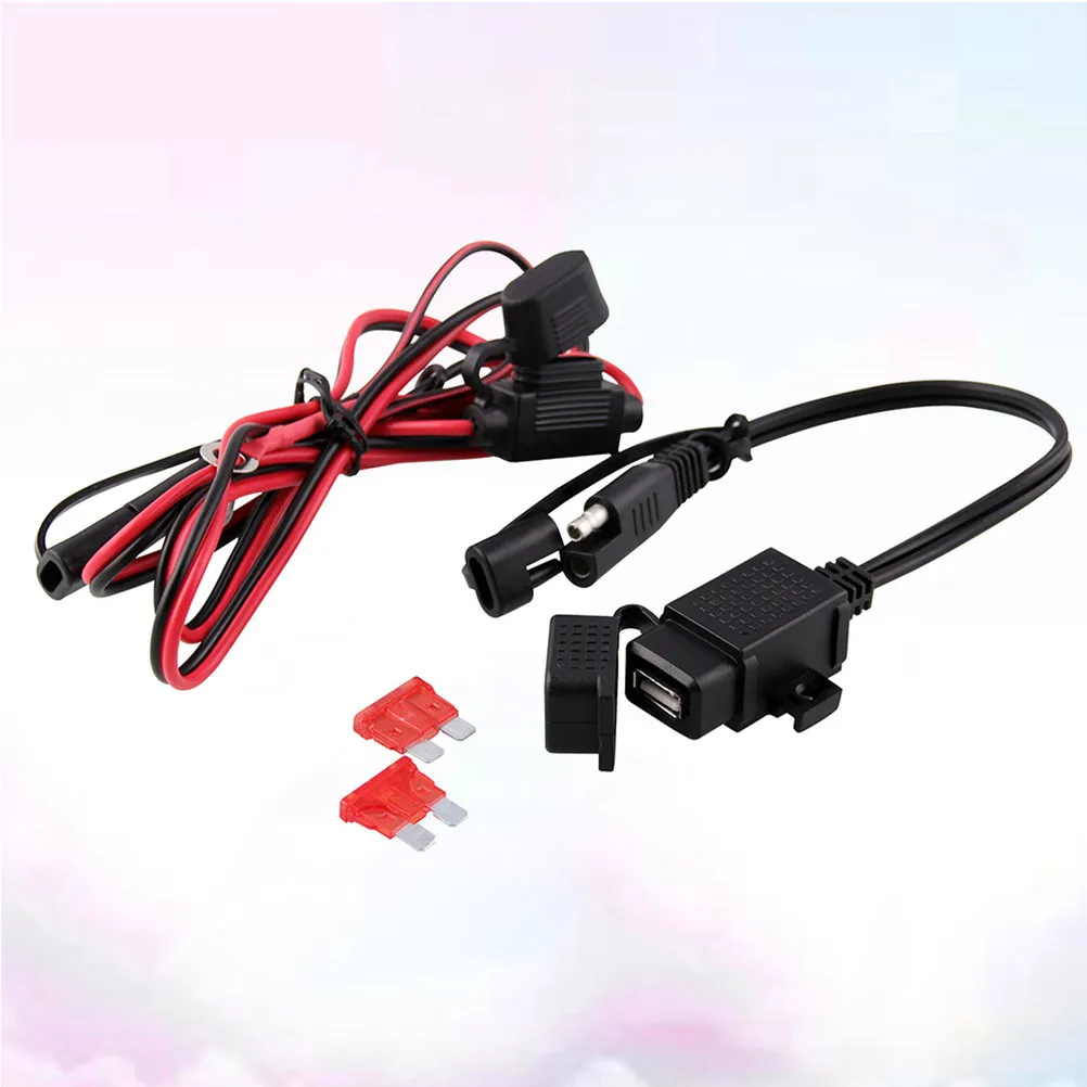 

Двойной USB-адаптер SAE на USB для мотоциклов и скутеров, 12В/24В, широкий диапазон напряжения, всепогодный, из ABS-пластика, с медным предохранителем, зарядный кабель