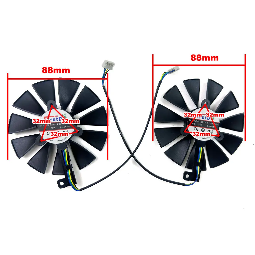 NEW Cooling Fan 88MM 4PIN FDC10U12S9-C For ASUS DUAL-RTX2080 2070 2060-O8G  GAMING video card fans