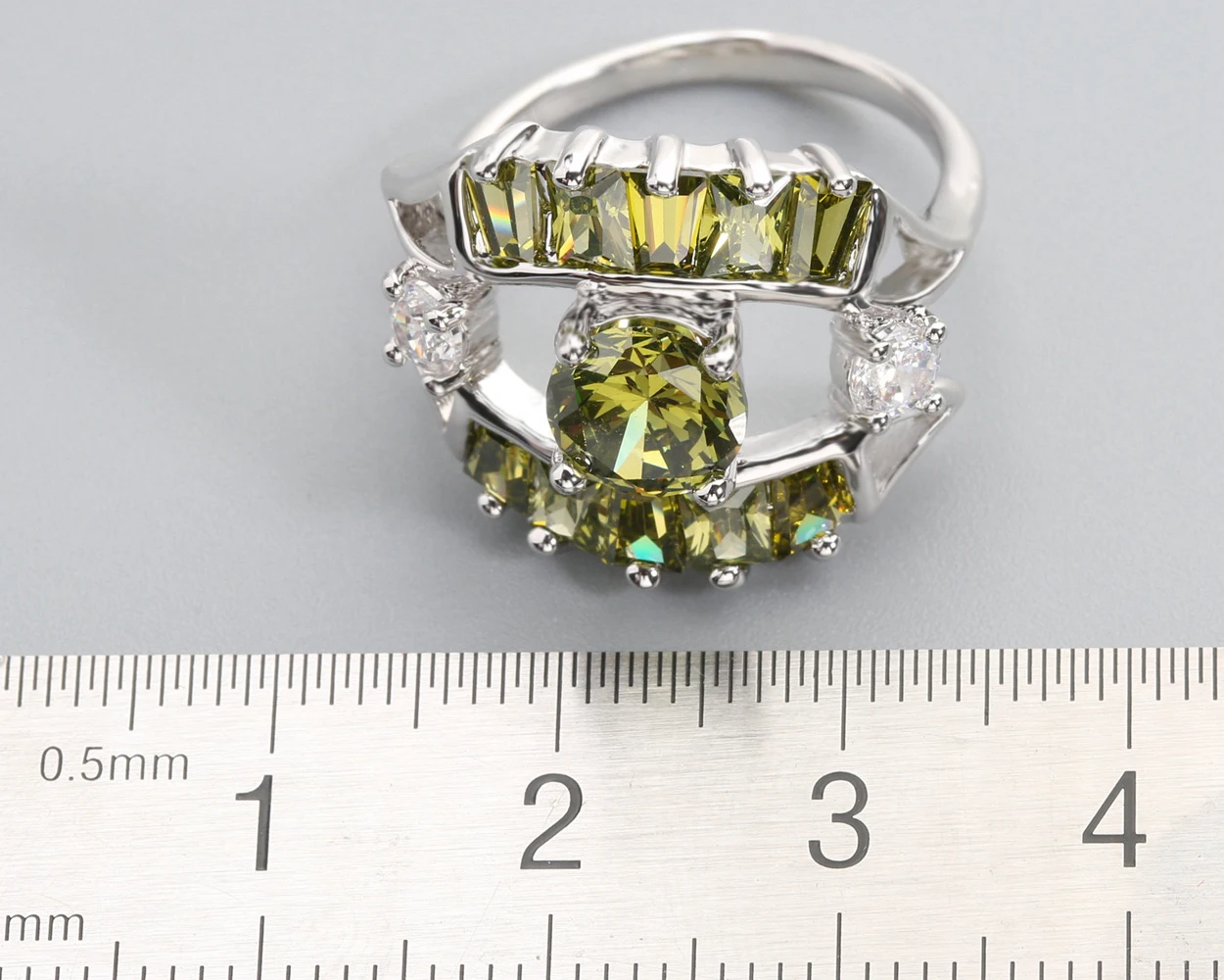 8*8mm Olivine Peridot 925 Sterling Silver Ring Q0811-G