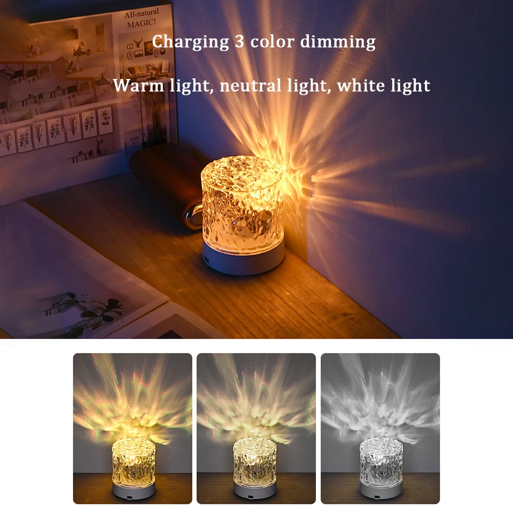 Water Ripple Projector Night Light, Decoração de casas, Bedroom Bedside Game Atmosphere, Holiday Gift, 16 cores, Crystal Lamp, 2024