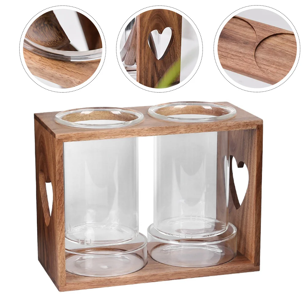 

1Set Glass Chopsticks Holder Cutlery Organizing Rack Clear Chopstick Cage Wooden Rack Kitchen Storage Drain Container