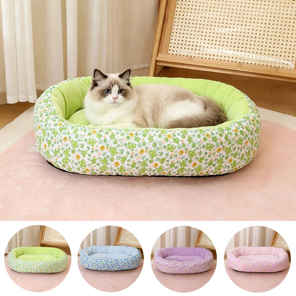 Comfortable Elastic Medium Cat Bed Nest Kennel Flower Cute Small Cat Sofa Bed Summer Soft Medium Dog Bed House Accessories