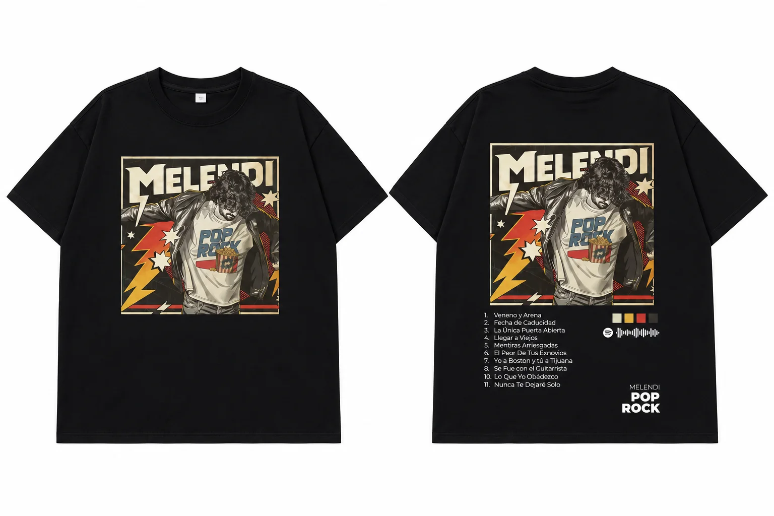 2026 Unisex Cotton T Shirt Vintage Pop Rock Comic Poster Front Back Graphic Print Crew Neck Short Sleeve Casual Streetwear Tee
