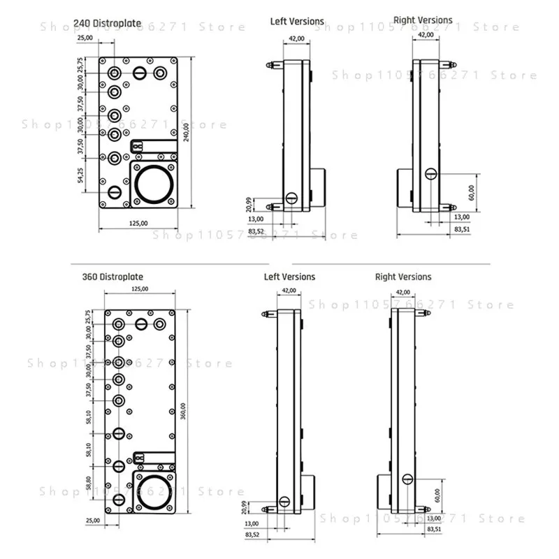 Alphacool Core Distro Plate 240L eft/Right with VPP Pump, Integrated Reservoir, G1/4 