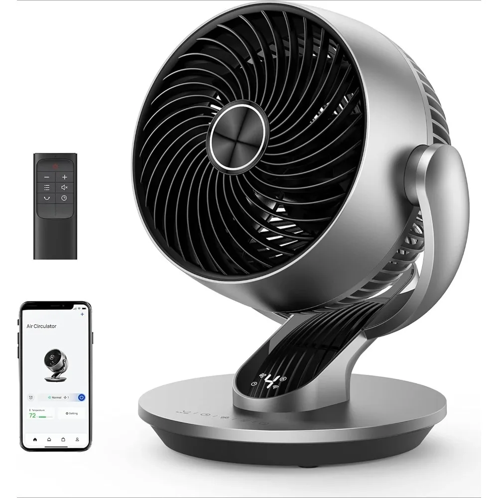 

Smart Fan for Bedroom,120° Vertical and 90° Oscillating Fan with Remote/Voice, 13 Inch Height Quiet Air Circulator for WholeRoom