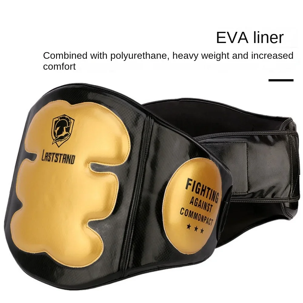 Wearable chest and waist target for Muay Thai kickboxing training, with reinforced padding