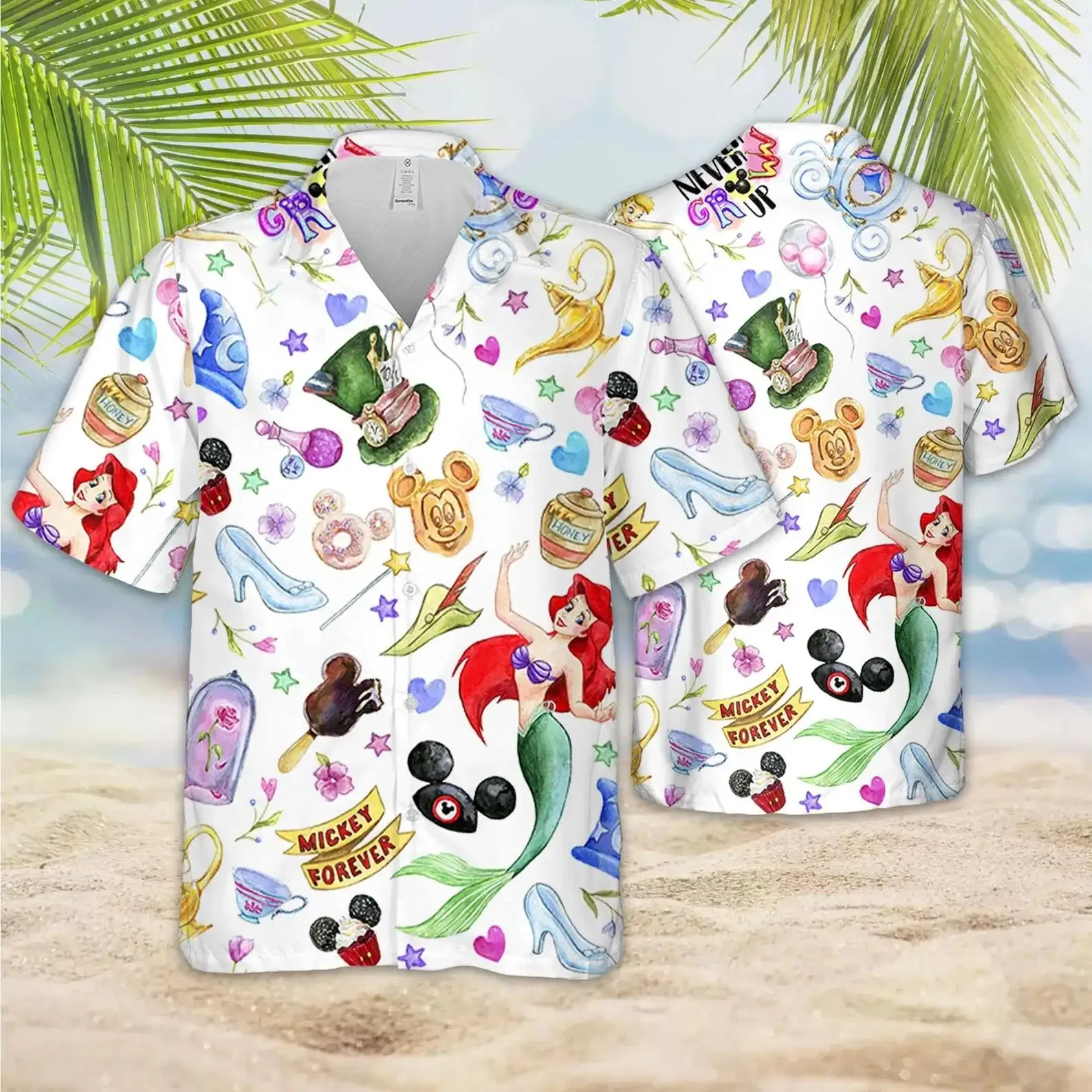 Disney Most Magical Castle Hawaiian Shirt Men\'s Women\'s Short Sleeve Button Up Mickey Beach