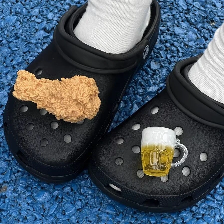 

Funny Adornment for Clogs Sandals Fried Chicken Beer Series Interesting Shoe Accessories Ins Popular Hot Kids Boys Girls Gifts