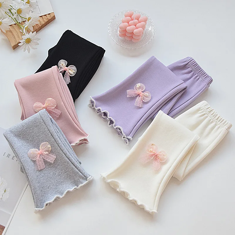 Spring Toddler Girls Fashion Bell Bottom Trousers, Stylish Princess Style Casual Long Pants For Kids for 90-140cm