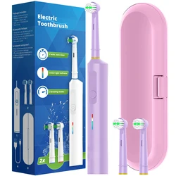 Intelligent Rotating Electric Toothbrush, Rechargeable Rotary Toothbrushes Compatible with Oral B Braun Replacement Brush Heads