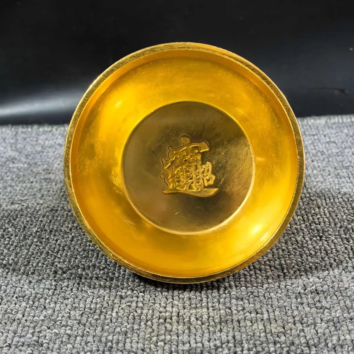 Painted cloisonne Wufu cornucopia attracts wealth and treasures, golden bowl home decoration weighs about 485 grams ornament