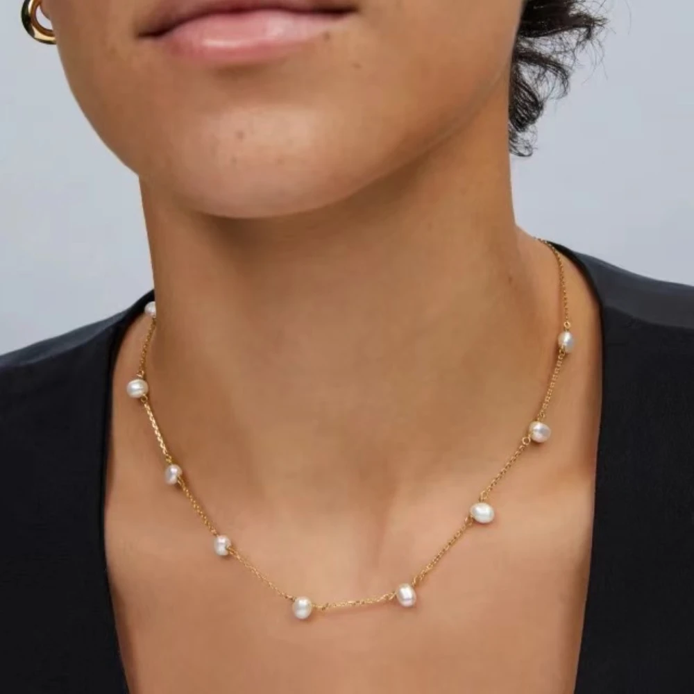

YEEVAA White Cultured Freshwater Pearl Strand Necklace Fashion Jewelry for Women
