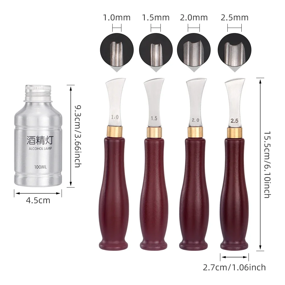 Leather Edge Creaser Line Marker Groover Trimmer, Stainless Steel Wood Handle Creasing Tool 1.0mm/ 1.5mm/ 2mm/ 2.5mm