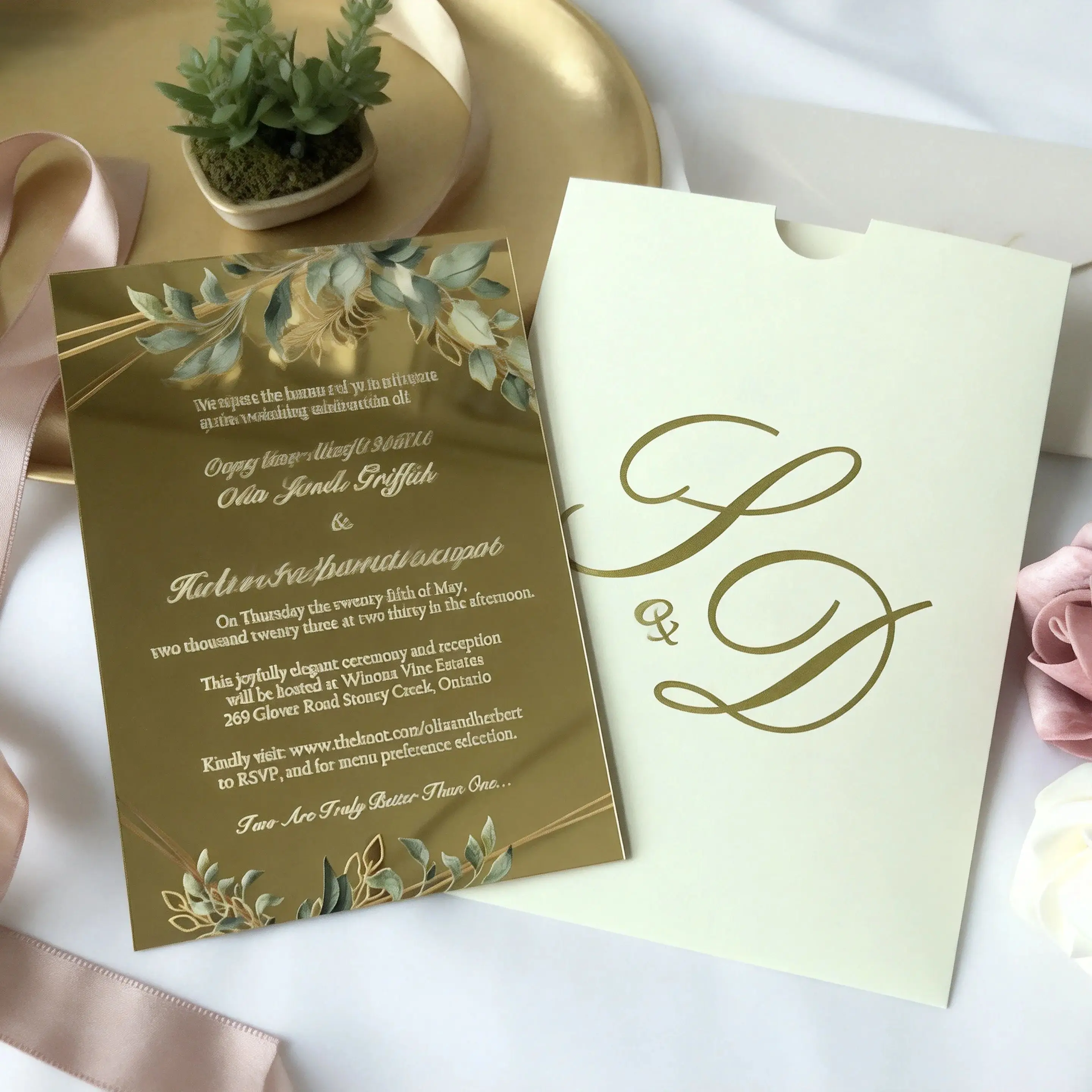 

10Pcs Custom Mirror Gold Acrylic Wedding Invitations,Personalized Quinceanera Invitation Cards,Birthday Party Gift Favor Decor