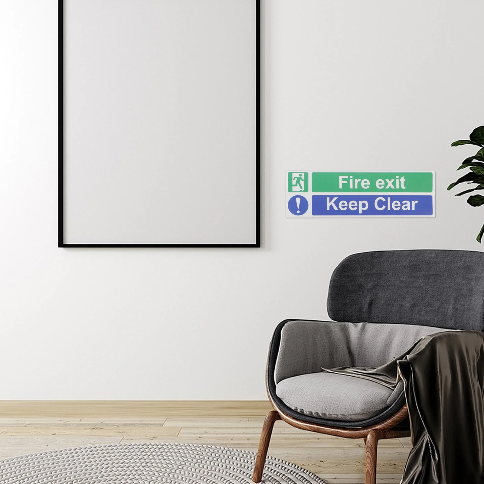5Pcs Fire Exit Keep Clear Safety Adhesive Stickers Durable Emergency Exit Door Signs Obstruction Warning Label for Office Mall