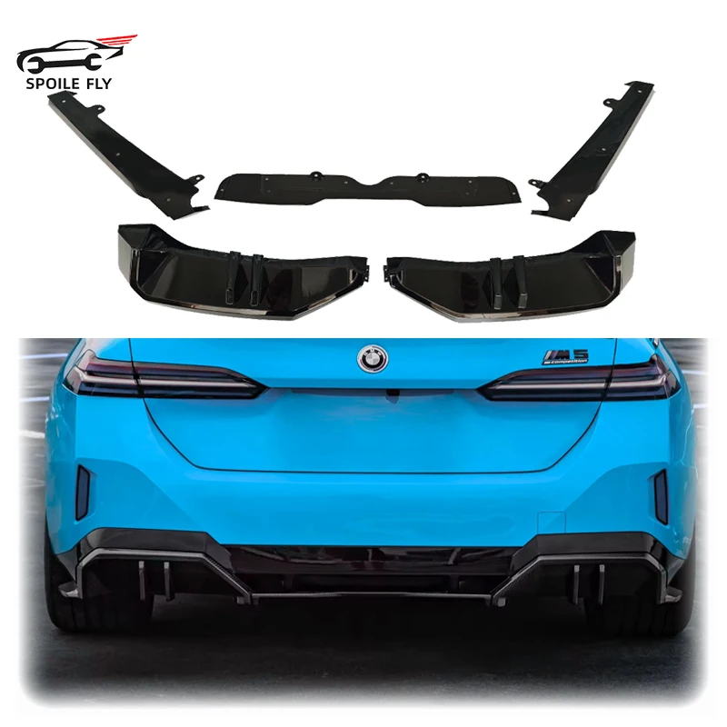 

5x 2023 To Up For BMW 5 Series G60 G68 M Sport MP Style Rear Bumper Lip Rear Diffuser Spoiler By ABS Gloss Black Body Kit