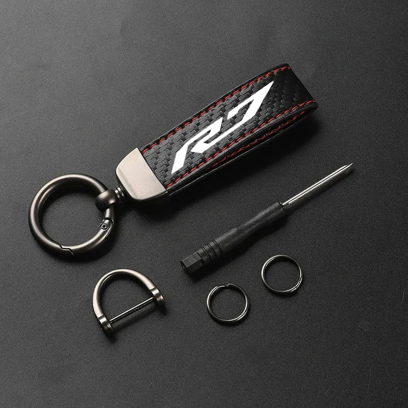 New Motorcycle PU Leather Carbon Fiber Pattern Keychain Accessories For YAMAHA YZF R6 R3 R1 R7 YZFR6 YZFR7 Key ring