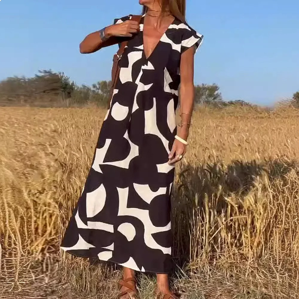 Elegant V Neck Loose Waist Dress Dresses Spring Summer Fashion Casual Long Overall Jumpsuit Playsuit