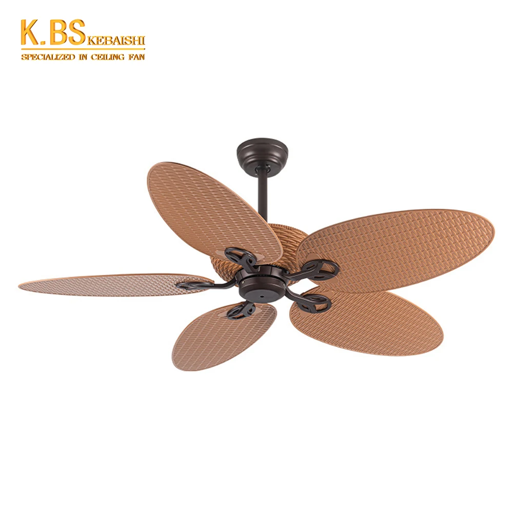 Tropical 52 Inch Household Home National Decorative Palm Leaf Remote Control Rattan Ceiling Fan