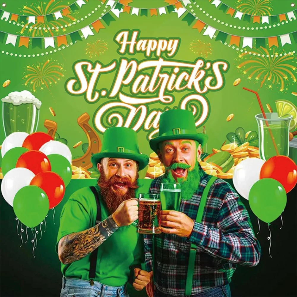 Green St. Patrick's Day Photography Backdrop Celebrate Polyester Happy St. Patrick’s Day Background Festive