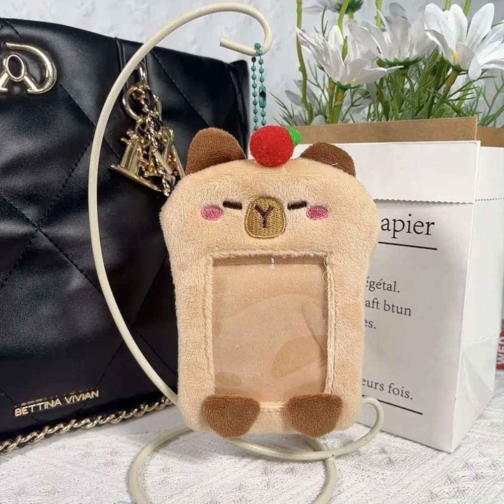 Kawaii Capybara Plush Photocard Holder Korean Style Soft Bus Card Holder INS Animal Idol Card Sleeve Students