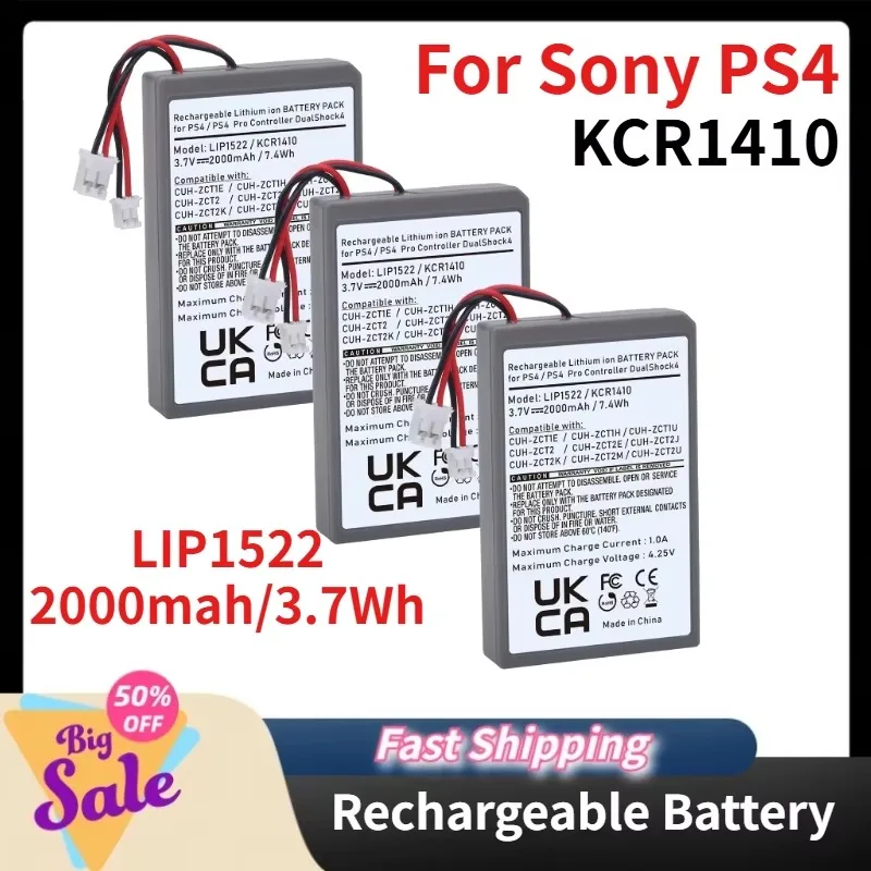3.7V 2000mAh/7.4Wh LIP1522 Li-Ion Battery for Sony PS4 PS4 PR LIP1522 Dualshock 4 V1 V2 Wireless Controller Playstation Game Pad