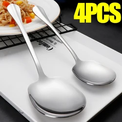 4-1pcs Large Stainless Steel Spoon Long Handle Spoons Kitchen Cutlery Rice Dumpling Porridge Soup Scoops Restaurant Tableware