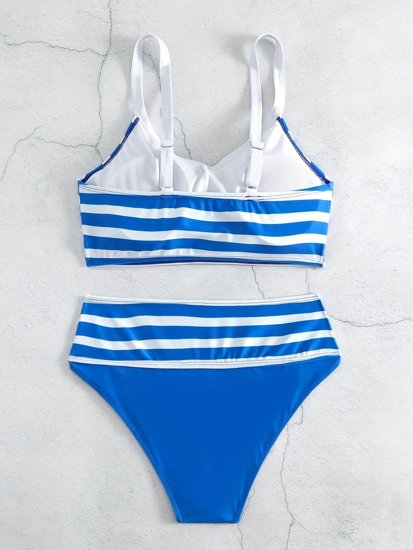 Sexy azul listra cintura alta biquíni 2024 maiô feminino banho arco biquinis conjunto brasileiro beachwear maiô biquini