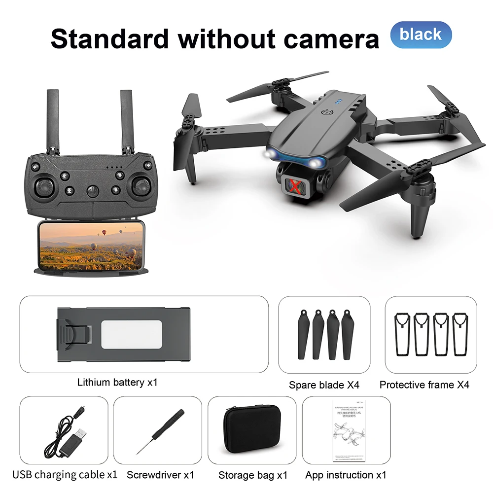 Professional Drone E99/K3 4K wide-angle HD camera WiFi FPV height Hold Foldable RC Quadrotor helicopter Camera-free Dron Toys