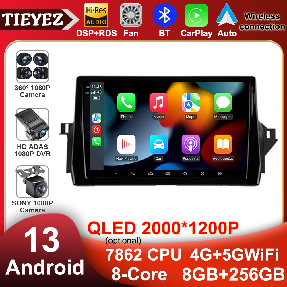 

9" Android 13 Car Radio For Toyota Camry VIII 8 XV70 2020 - 2021 DSP Multimedia Video Player Carplay No 2Din DVD Navi Stereo HU