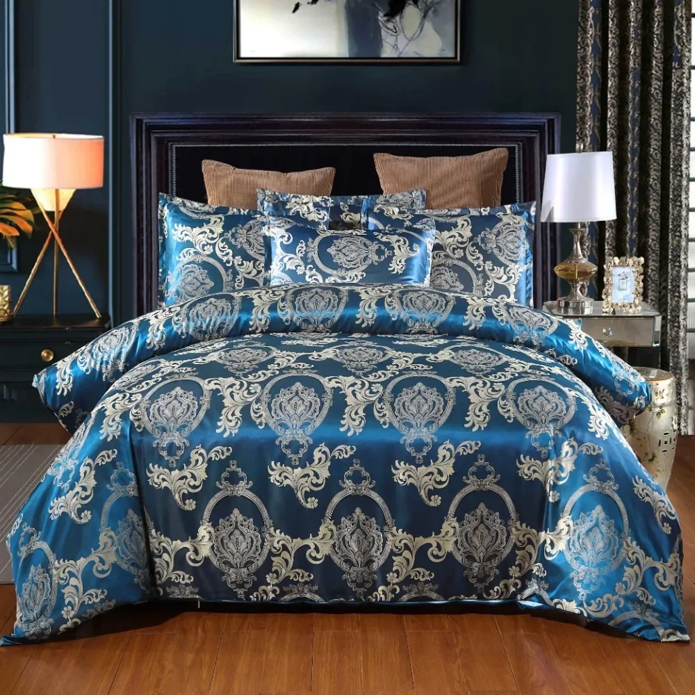 2/3Pcs Set of Light Luxury Bedding Home Textile European Satin Jacquard Bedding Set Duvet Cover Pillowcase Juego De Ropa De Cama