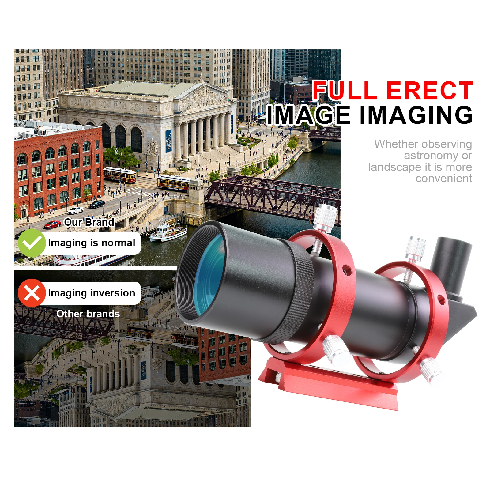 ダティソン望遠鏡アクセサリー 9x50 右角正像ファインダースコープ OTA クランプガイドリング付き クロスヘア付き