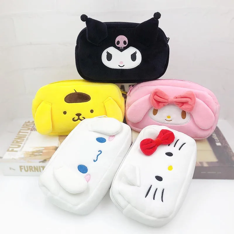 Imagem -03 - Sanrio Kuromi Melody Kitty Plush Pencil Case Kawaii Pencil Box Coin Purse Papelaria Cosmetic Bolsa Abastecimento Escolar Pcs por Lote