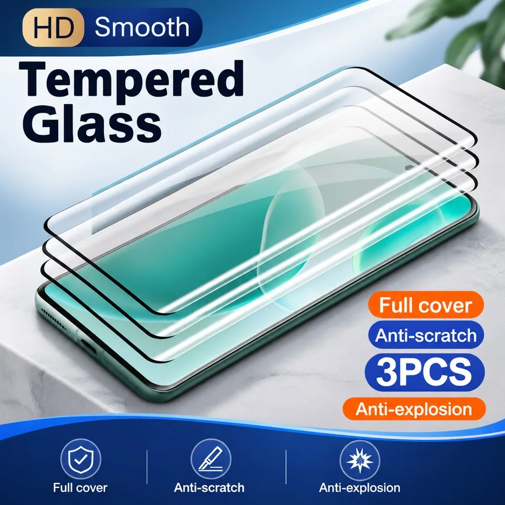 3Pcs Tempered Glass For OnePlus 15 13 12 11 Screen Protector For OnePlus 9 8 7 6 Anti-Scratch