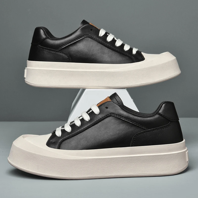 Cowhide men's sneakers Handmade breathable men's shoes High quality men's casual shoes New white slip-on shoes Men's