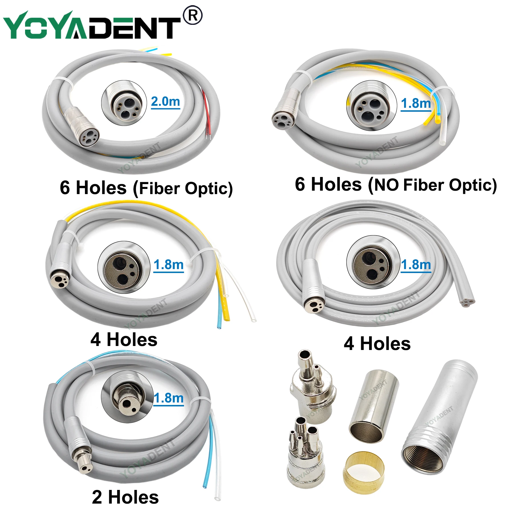 Dental Silicone Hose 2/4/6 Hole With Fitting For Fiber Optic Low/High Speed Handpiece Connector Dental Chair Accessories