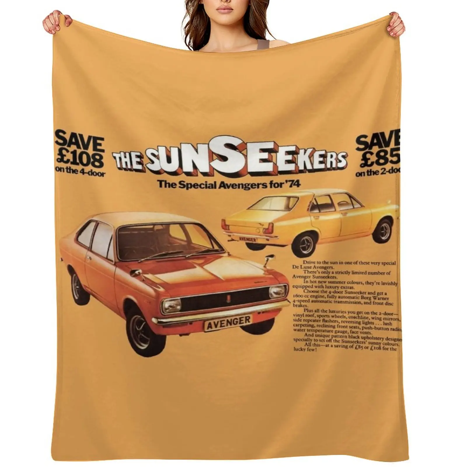 

HILLMAN AVENGER SUNSEEKER Throw Blanket Quilt Thermals For Travel Sofa Quilt Decorative Throw Blankets