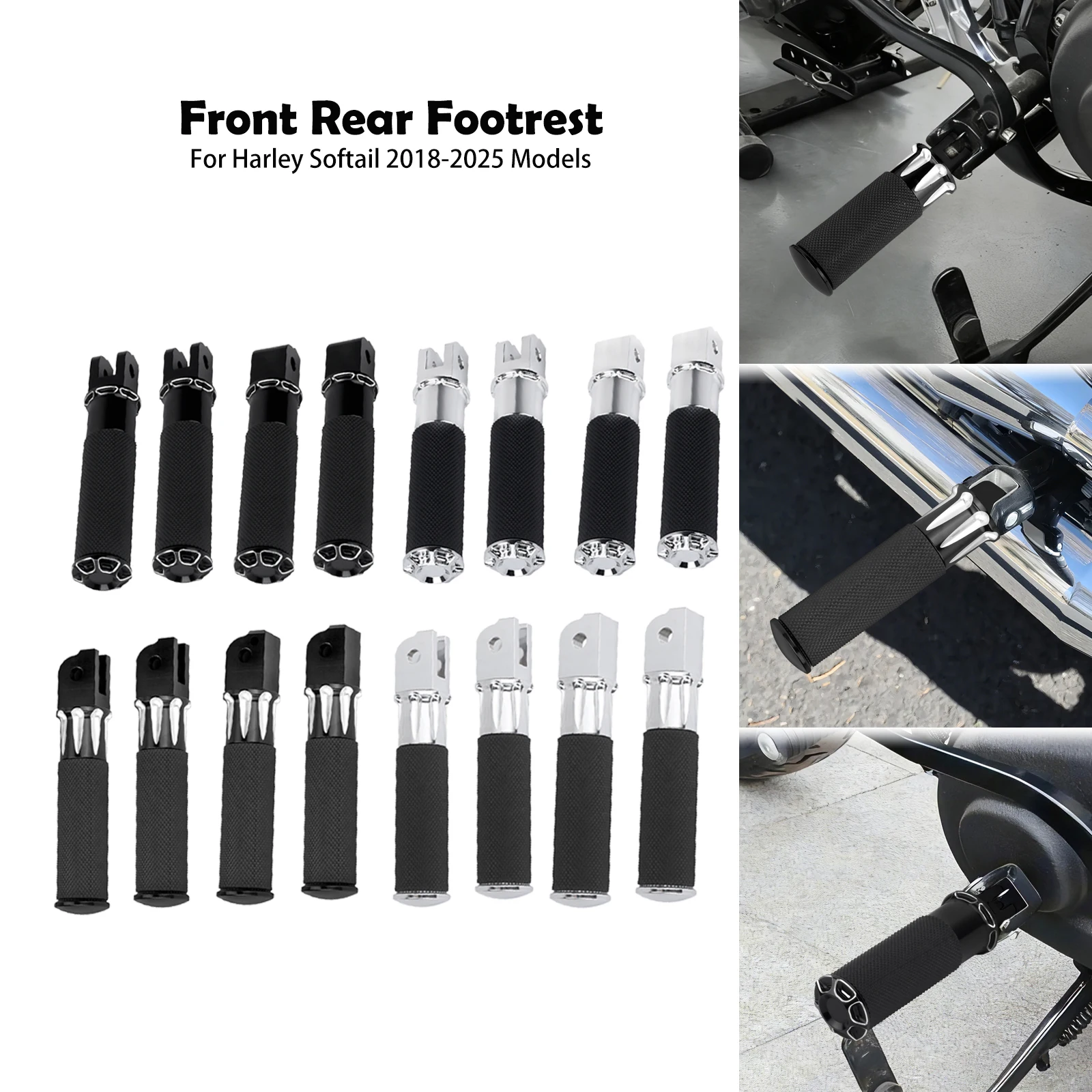 

Motorcycle Driver Passenger Foot Pegs Front Footrest Rear Footpegs Pedal For Harley Softail 18-25 Sport Glide Street Bob RH1250S