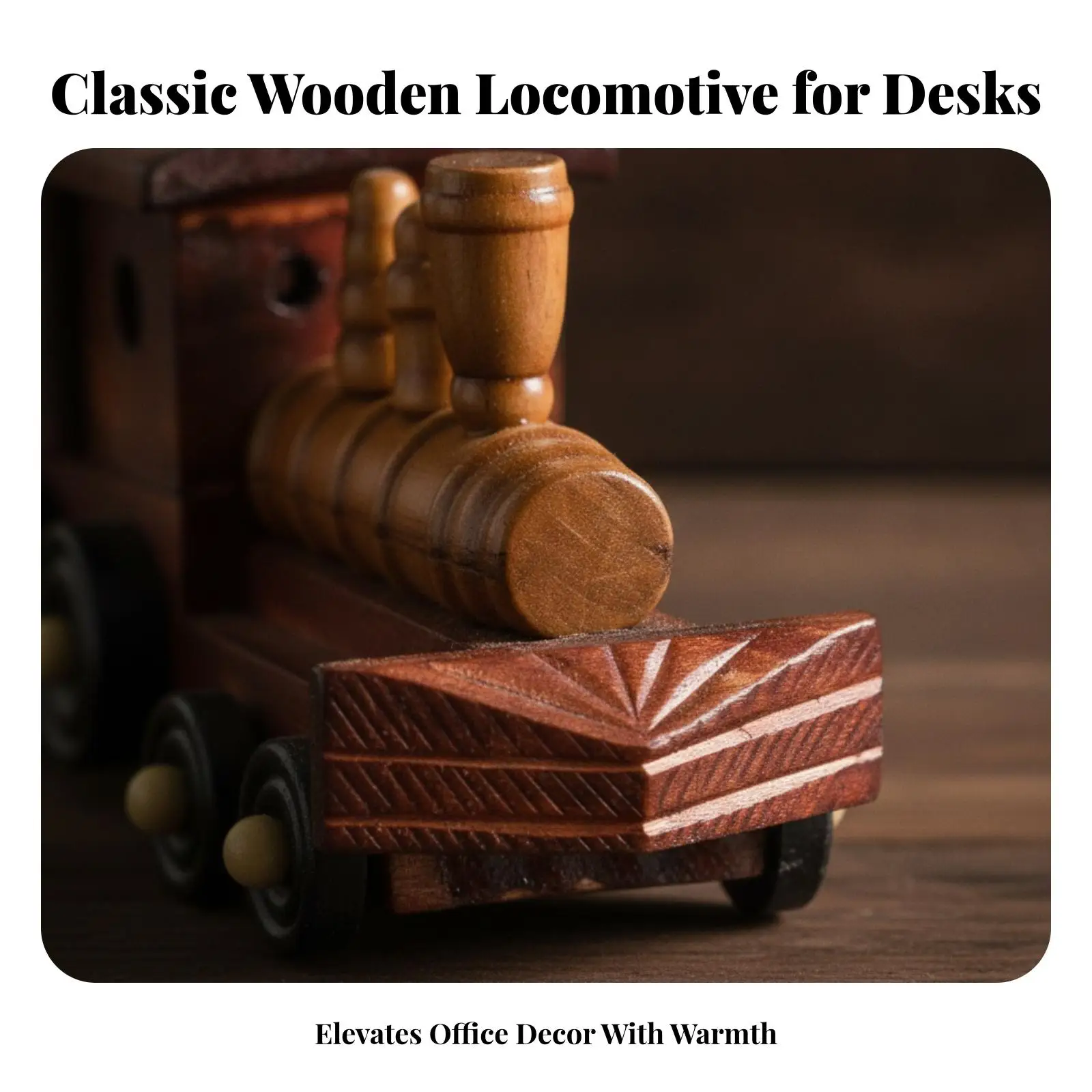 Retro Train Decorative Wooden Locomotive Ornament Handcrafted Model for Bookshelf Office Cozy Cabin Vintage Railcar Display