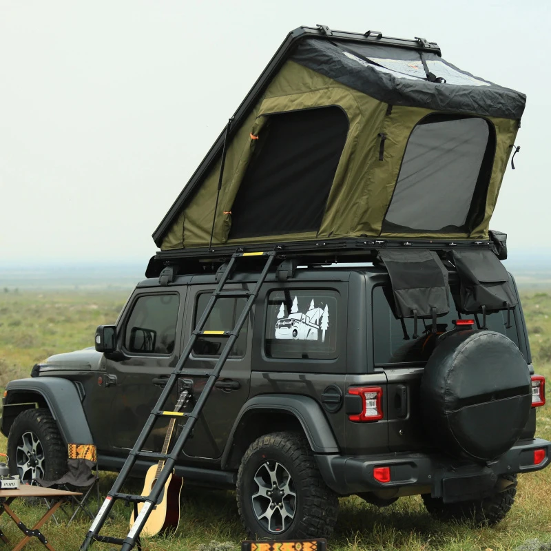 Hot selling Manufacturers Waterproof Hard Shell Roof Top Tent Polyester Foldable 2 Person Four-season SUV Off-road Camping