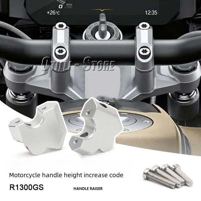 1 Pair CNC Aluminium Motorcycle Accessories Bar Clamps Handlebar Risers Adapter Silver Handlebars New For BMW R1300GS R1300gs